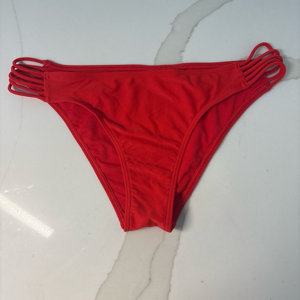 Red Women's Strappy Bikini Bottom - Classic Swim